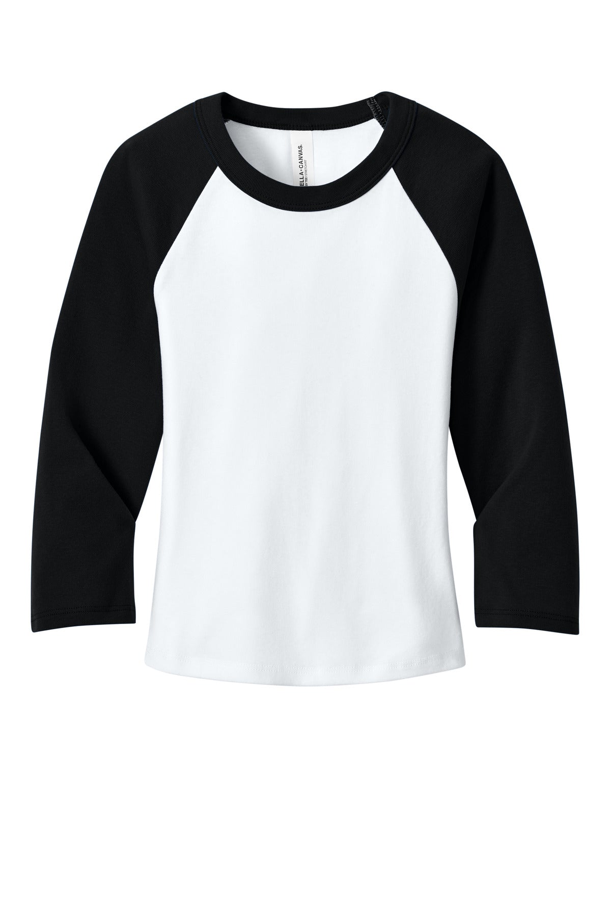 Bella+Canvas Women's Micro Rib 3/4 Raglan Baby Tee BC1200 White/Black