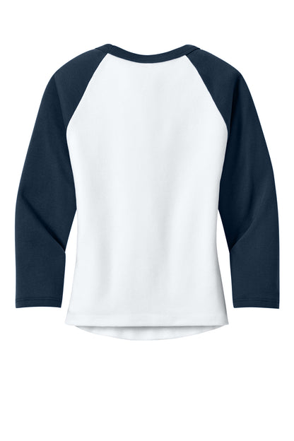 Bella+Canvas Women's Micro Rib 3/4 Raglan Baby Tee BC1200 White/Navy
