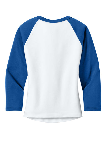 Bella+Canvas Women's Micro Rib 3/4 Raglan Baby Tee BC1200 White/True Royal