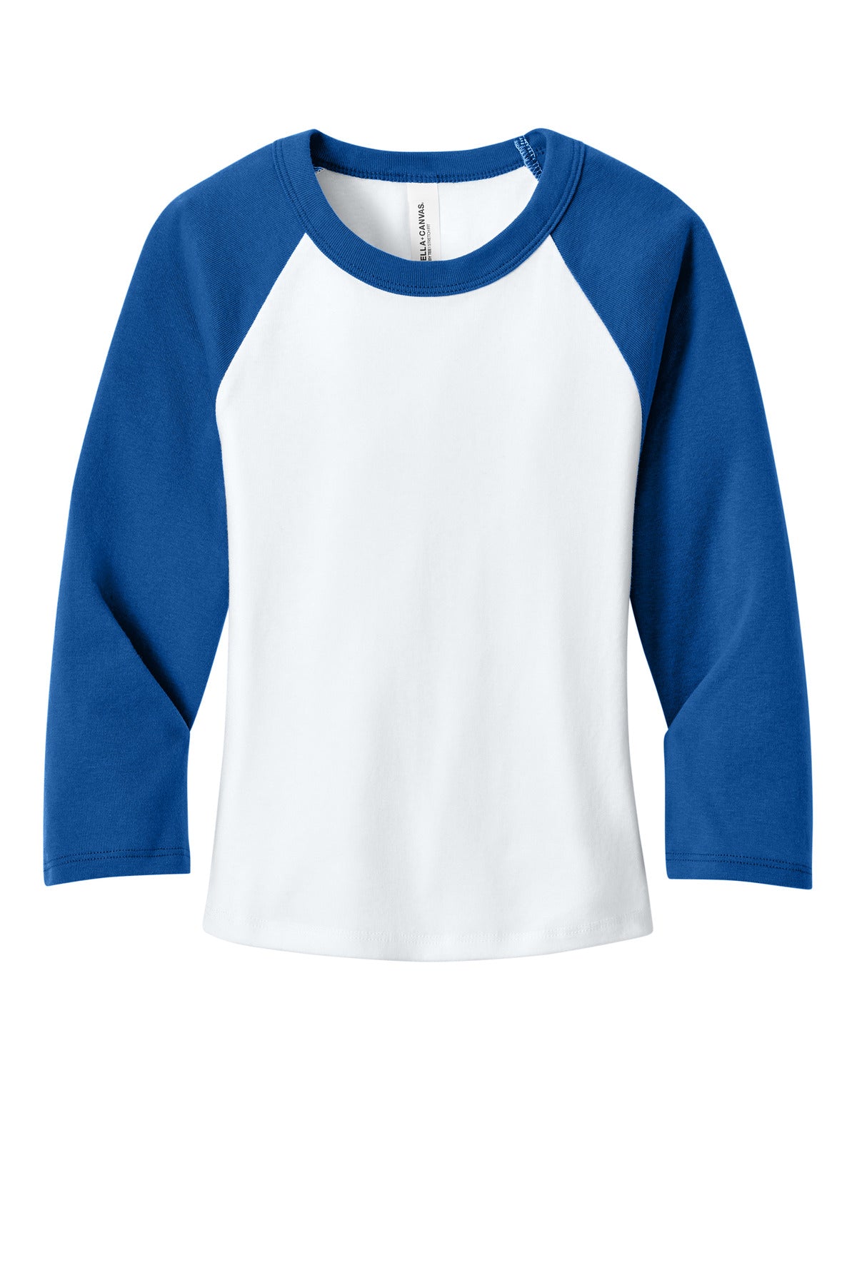 Bella+Canvas Women's Micro Rib 3/4 Raglan Baby Tee BC1200 White/True Royal