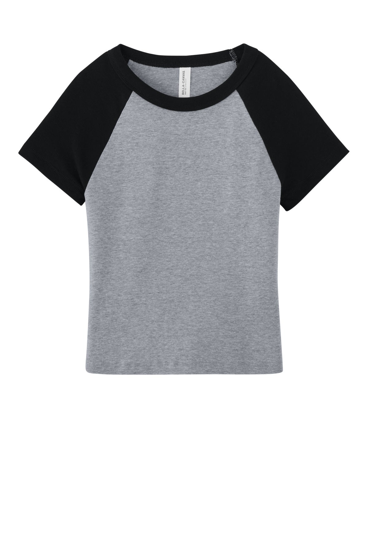 Bella+Canvas Women's Micro Rib Raglan Baby Tee BC1201 Athletic Heather/Black