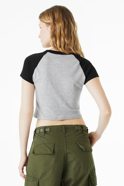 Bella+Canvas Women's Micro Rib Raglan Baby Tee BC1201 Athletic Heather/Black