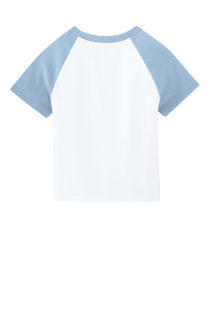 Bella+Canvas Women's Micro Rib Raglan Baby Tee BC1201 White/Baby Blue