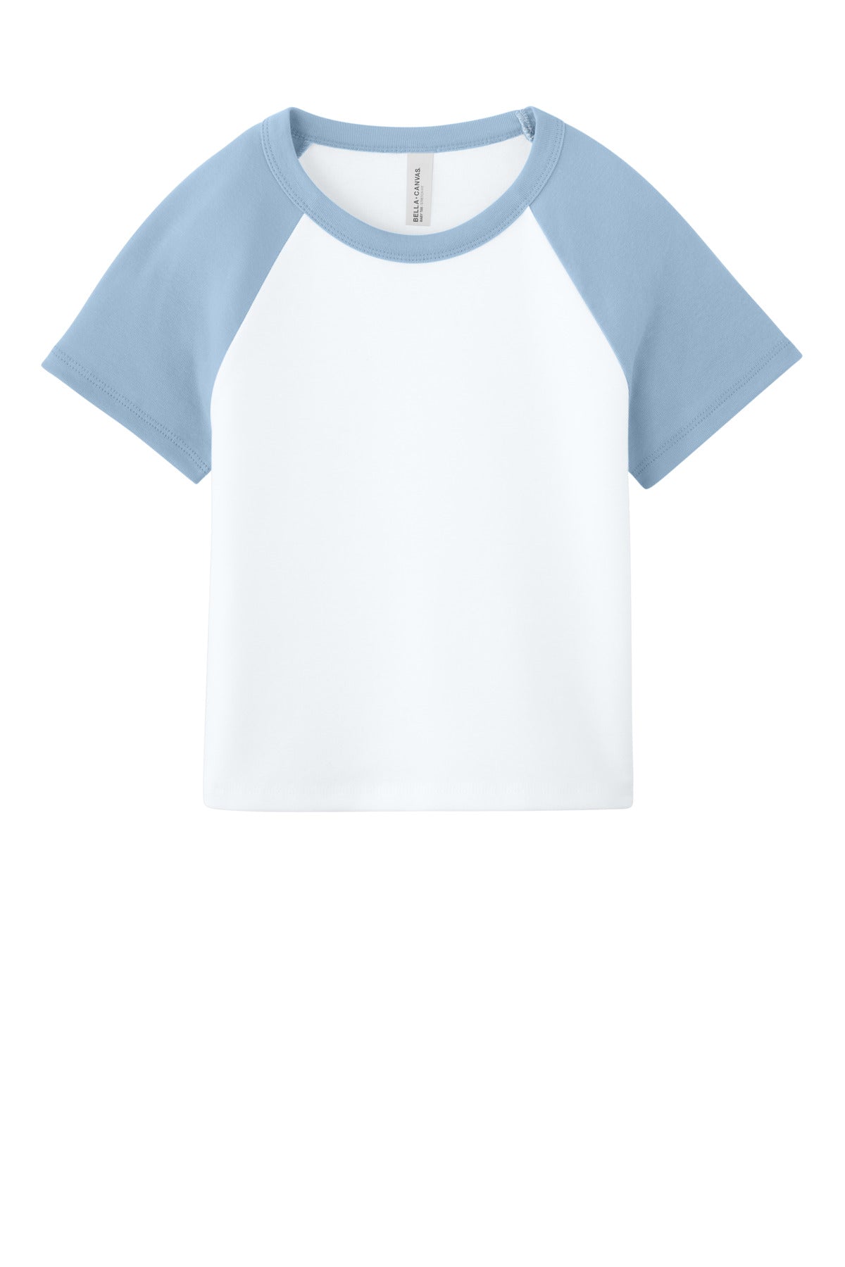 Bella+Canvas Women's Micro Rib Raglan Baby Tee BC1201 White/Baby Blue