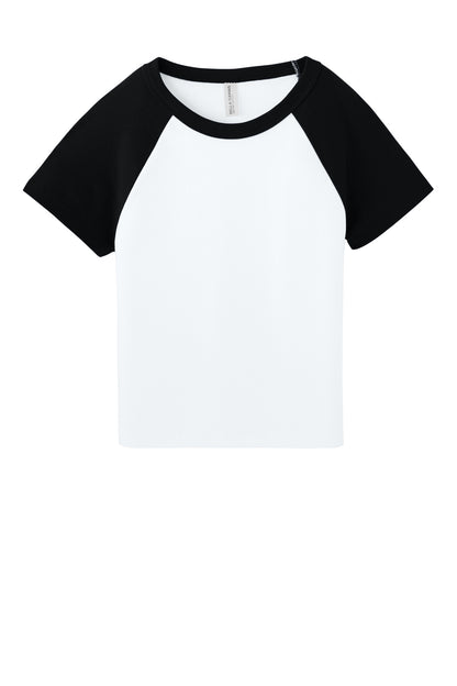 Bella+Canvas Women's Micro Rib Raglan Baby Tee BC1201 White/Black