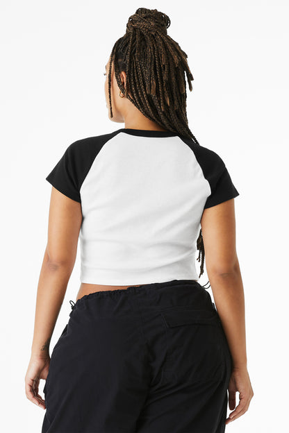 Bella+Canvas Women's Micro Rib Raglan Baby Tee BC1201 White/Black