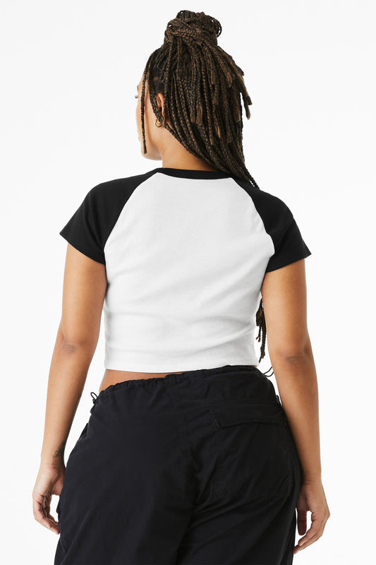 Bella+Canvas Women's Micro Rib Raglan Baby Tee BC1201 White/Black