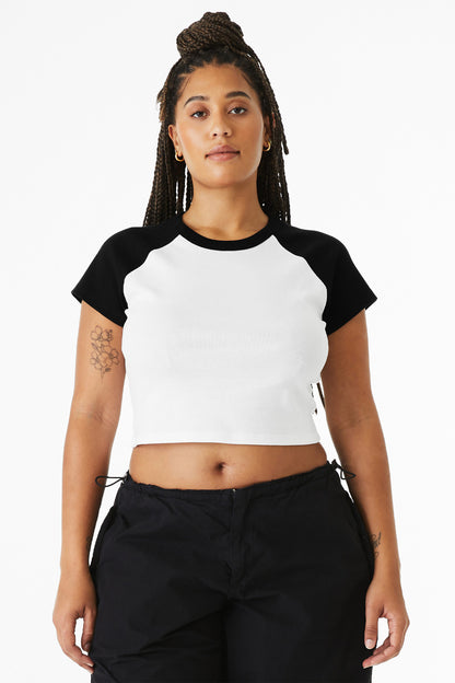 Bella+Canvas Women's Micro Rib Raglan Baby Tee BC1201 White/Black