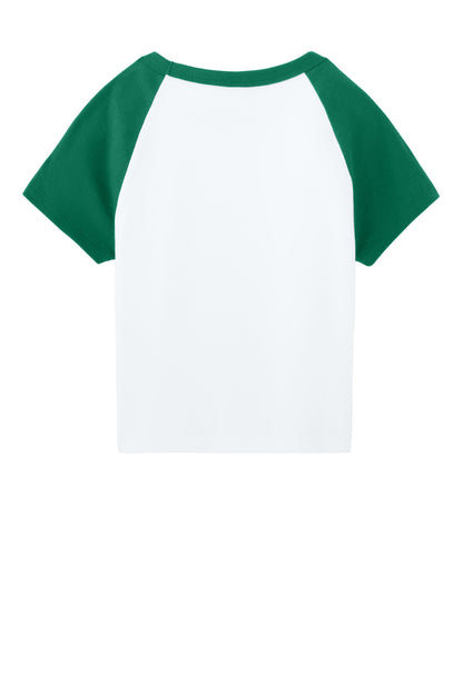 Bella+Canvas Women's Micro Rib Raglan Baby Tee BC1201 White/Kelly