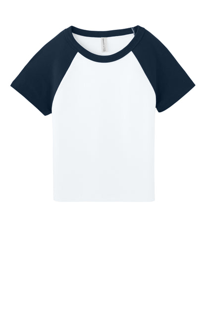 Bella+Canvas Women's Micro Rib Raglan Baby Tee BC1201 White/Navy