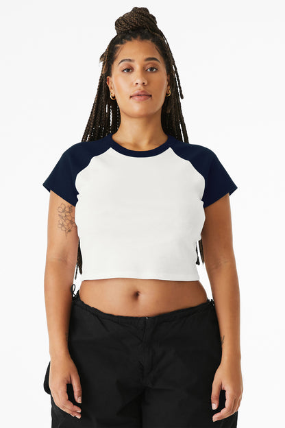 Bella+Canvas Women's Micro Rib Raglan Baby Tee BC1201 White/Navy