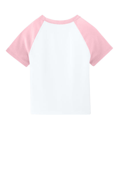 Bella+Canvas Women's Micro Rib Raglan Baby Tee BC1201 White/Pink