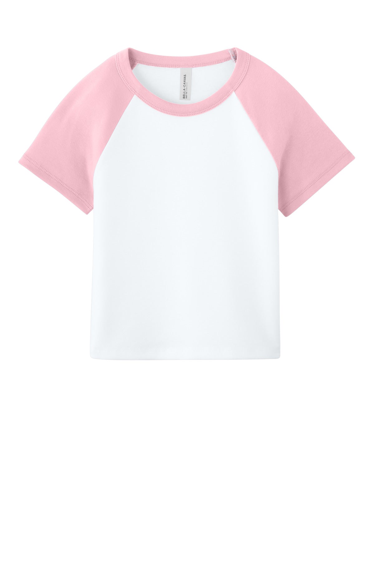Bella+Canvas Women's Micro Rib Raglan Baby Tee BC1201 White/Pink