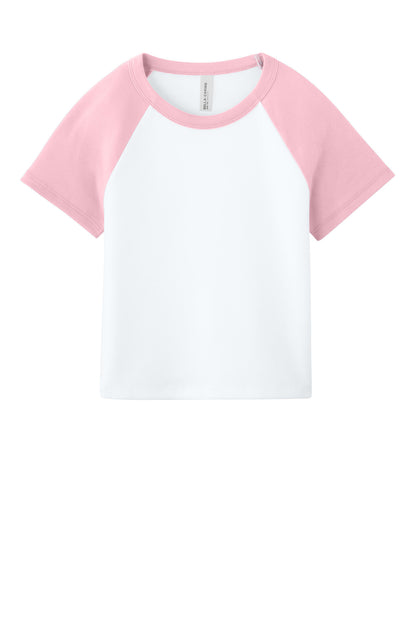 Bella+Canvas Women's Micro Rib Raglan Baby Tee BC1201 White/Pink