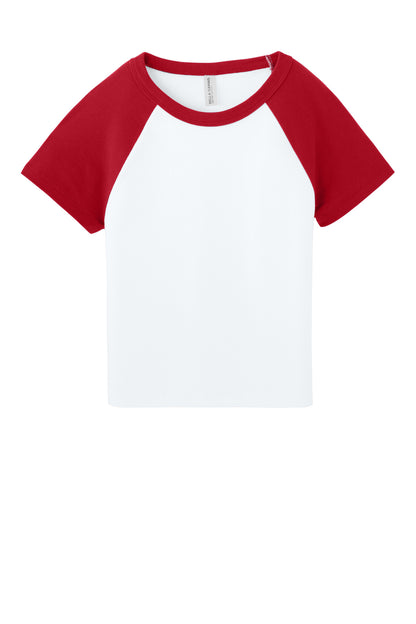Bella+Canvas Women's Micro Rib Raglan Baby Tee BC1201 White/Red