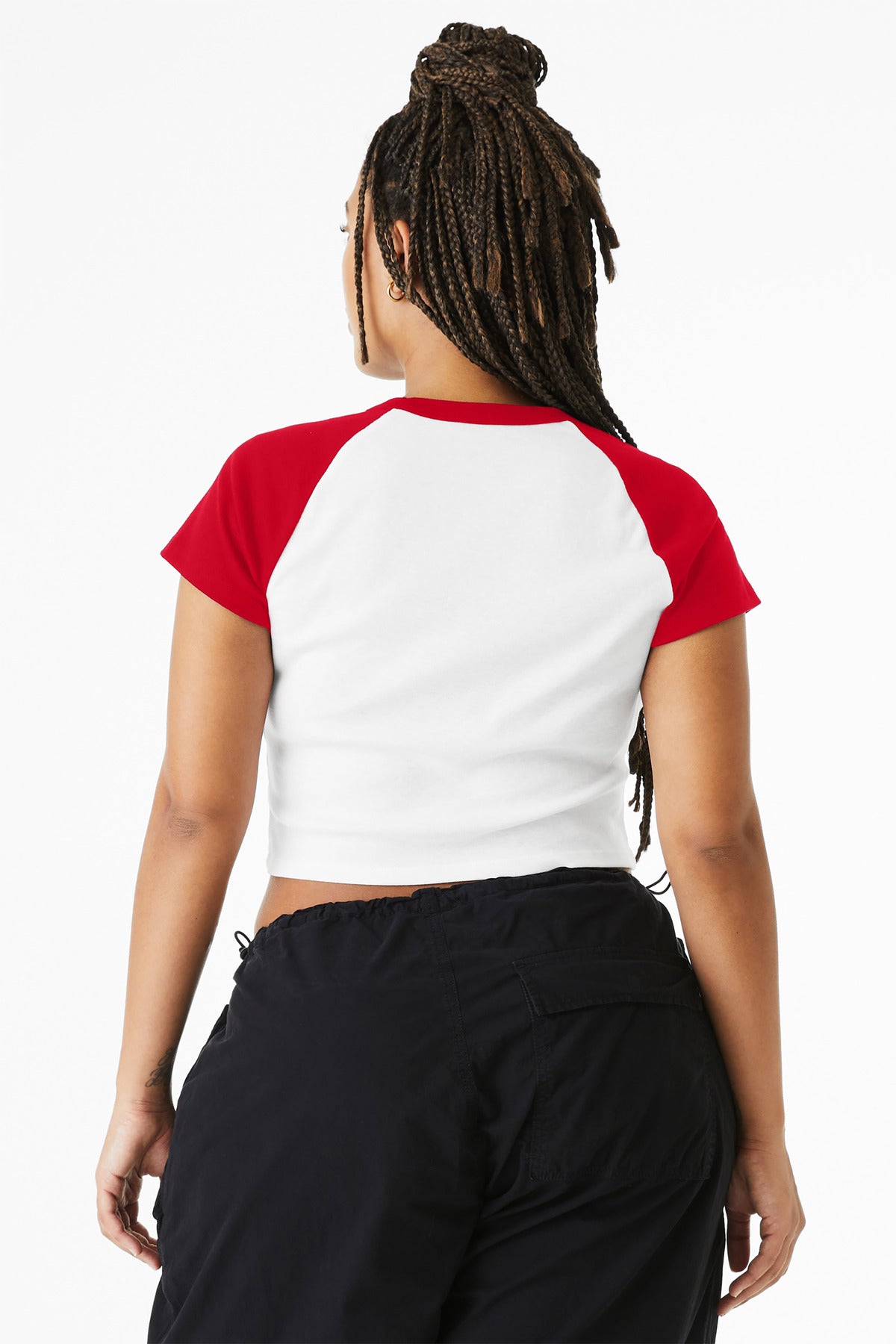 Bella+Canvas Women's Micro Rib Raglan Baby Tee BC1201 White/Red