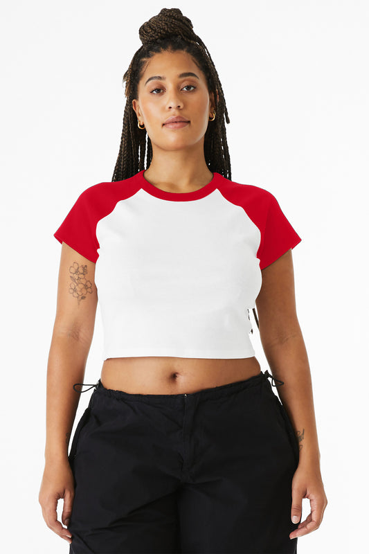 Bella+Canvas Women's Micro Rib Raglan Baby Tee BC1201 White/Red
