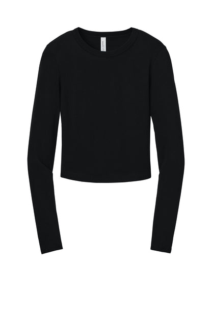 Bella+Canvas Women's Micro Rib Long Sleeve Baby Tee BC1501 Solid Black Blend