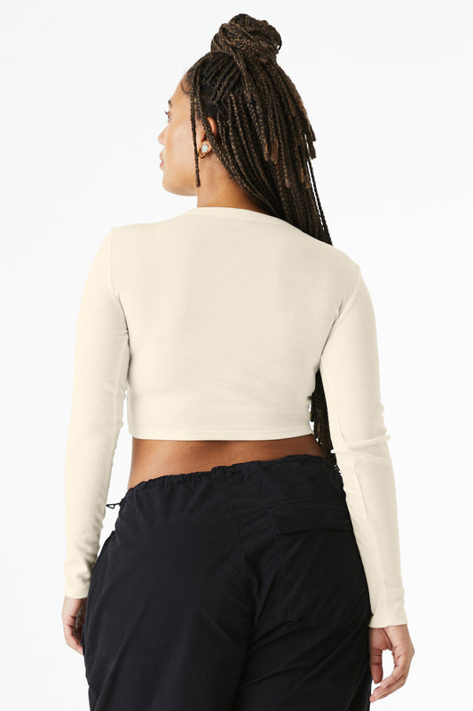 Bella+Canvas Women's Micro Rib Long Sleeve Baby Tee BC1501 Solid Natural Blend