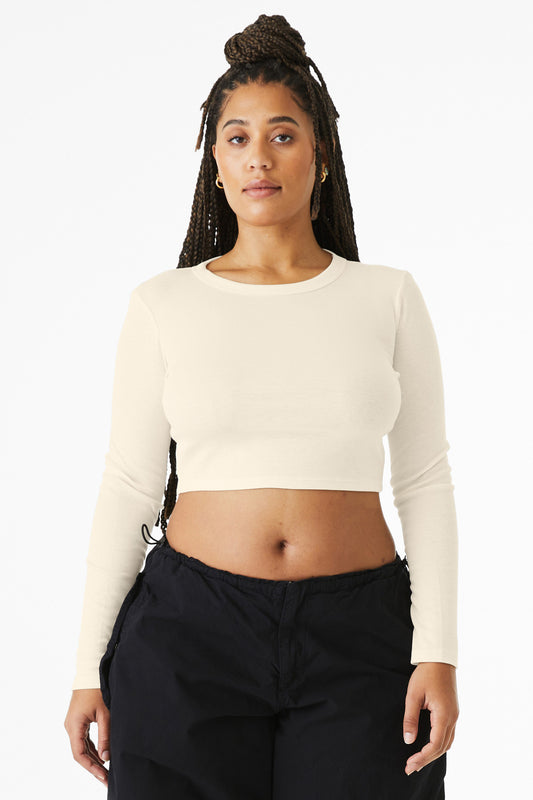 Bella+Canvas Women's Micro Rib Long Sleeve Baby Tee BC1501 Solid Natural Blend