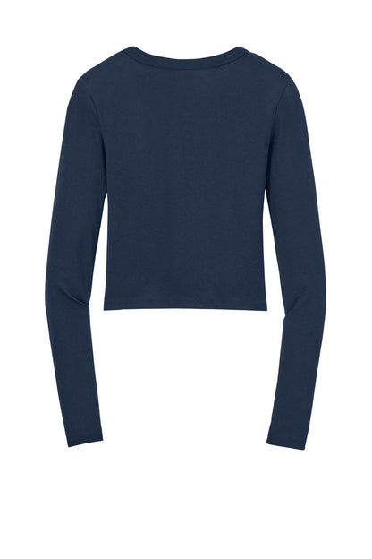 Bella+Canvas Women's Micro Rib Long Sleeve Baby Tee BC1501 Solid Navy Blend