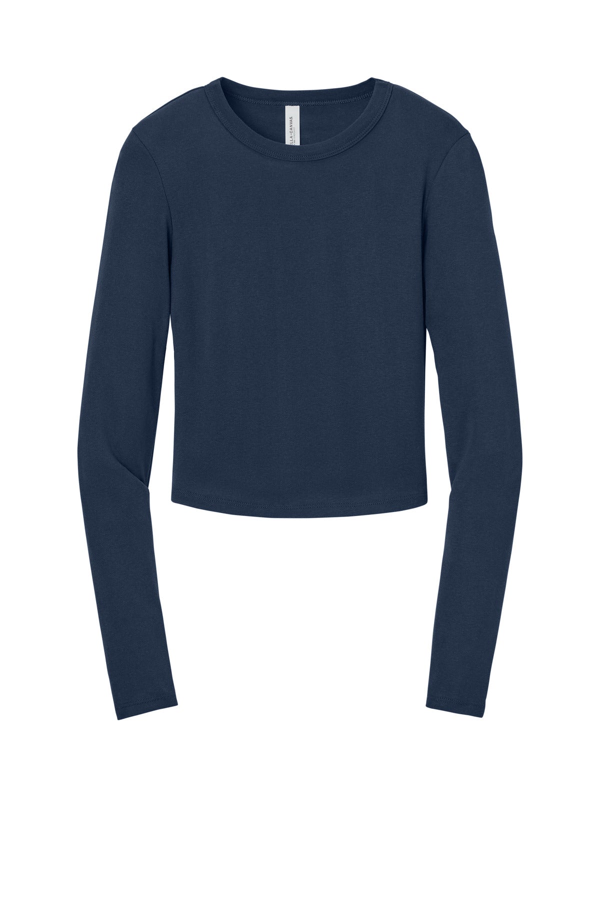 Bella+Canvas Women's Micro Rib Long Sleeve Baby Tee BC1501 Solid Navy Blend