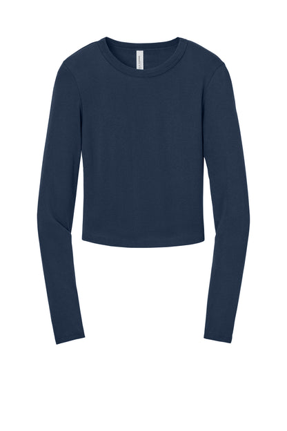 Bella+Canvas Women's Micro Rib Long Sleeve Baby Tee BC1501 Solid Navy Blend