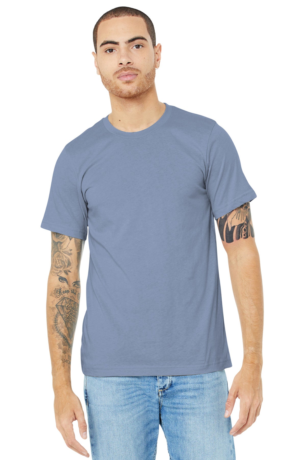 BELLA+CANVAS  Unisex Heather CVC Short Sleeve Tee. BC3001CVC Heather Blue