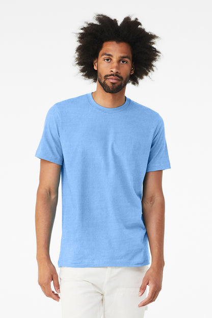 BELLA+CANVAS  Unisex Heather CVC Short Sleeve Tee. BC3001CVC Heather Carolina Blue