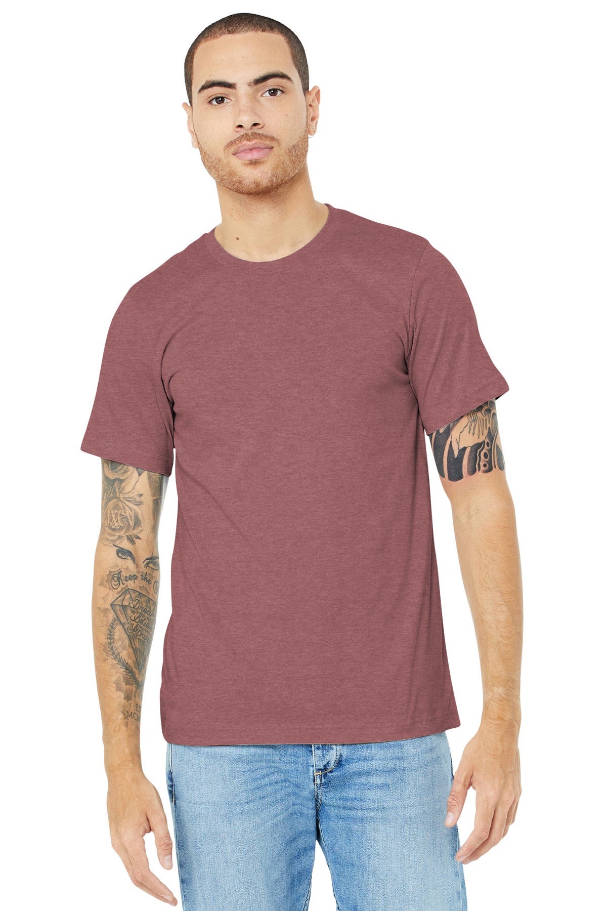 BELLA+CANVAS  Unisex Heather CVC Short Sleeve Tee. BC3001CVC Heather Mauve