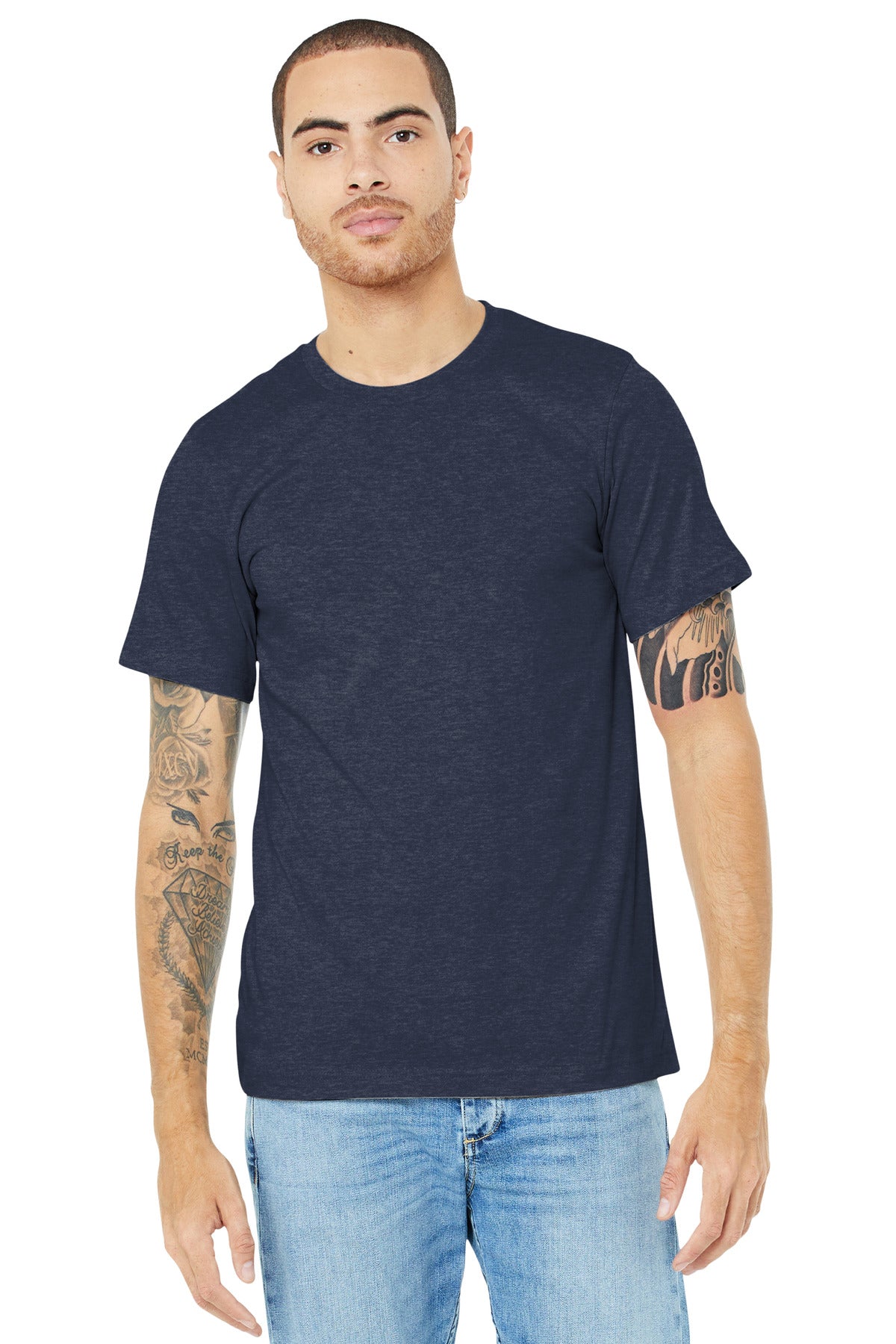 BELLA+CANVAS  Unisex Heather CVC Short Sleeve Tee. BC3001CVC Heather Midnight Navy