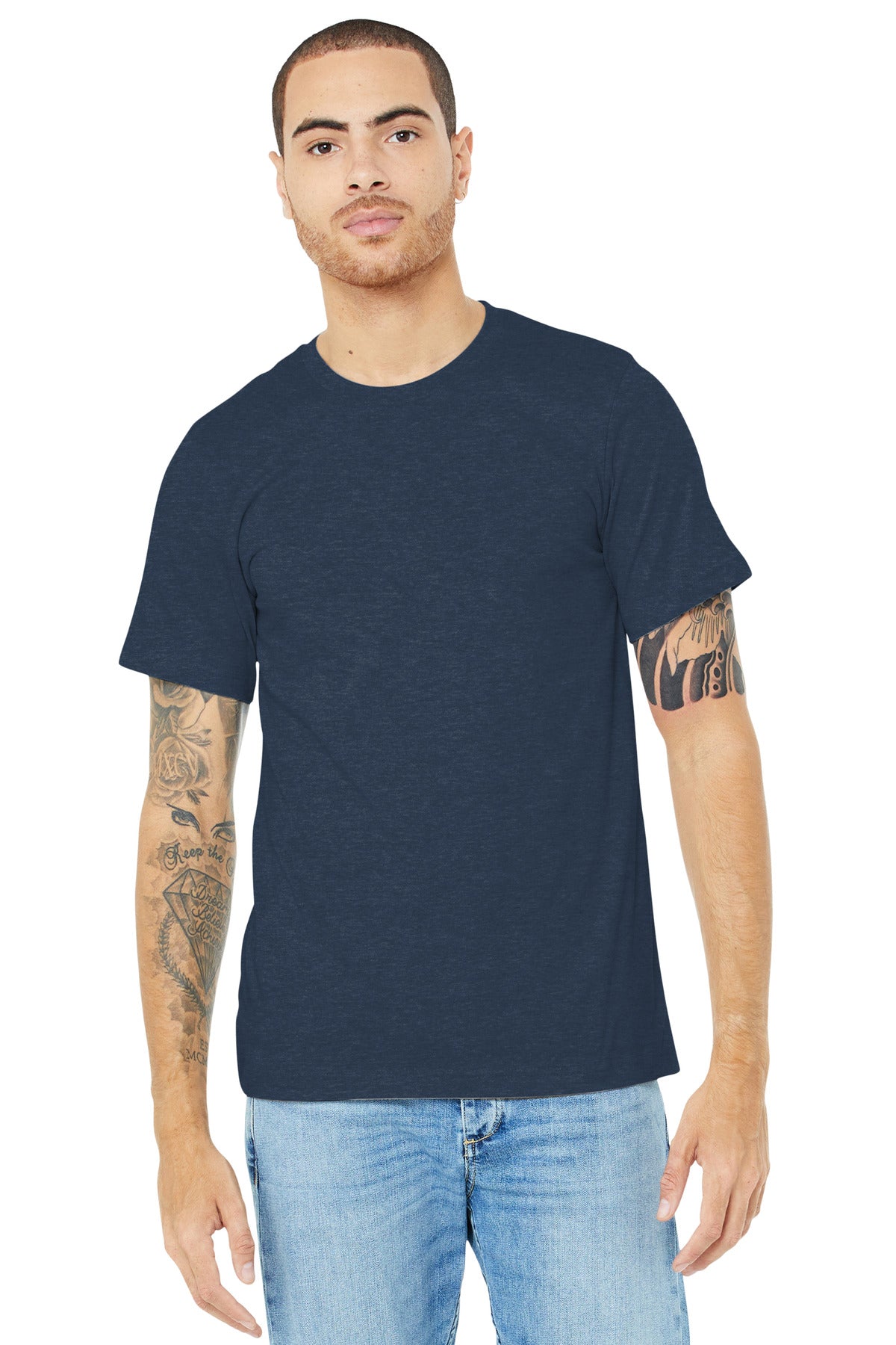 BELLA+CANVAS  Unisex Heather CVC Short Sleeve Tee. BC3001CVC Heather Navy