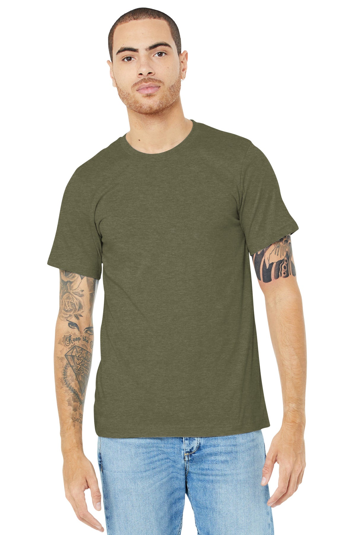 BELLA+CANVAS  Unisex Heather CVC Short Sleeve Tee. BC3001CVC Heather Olive