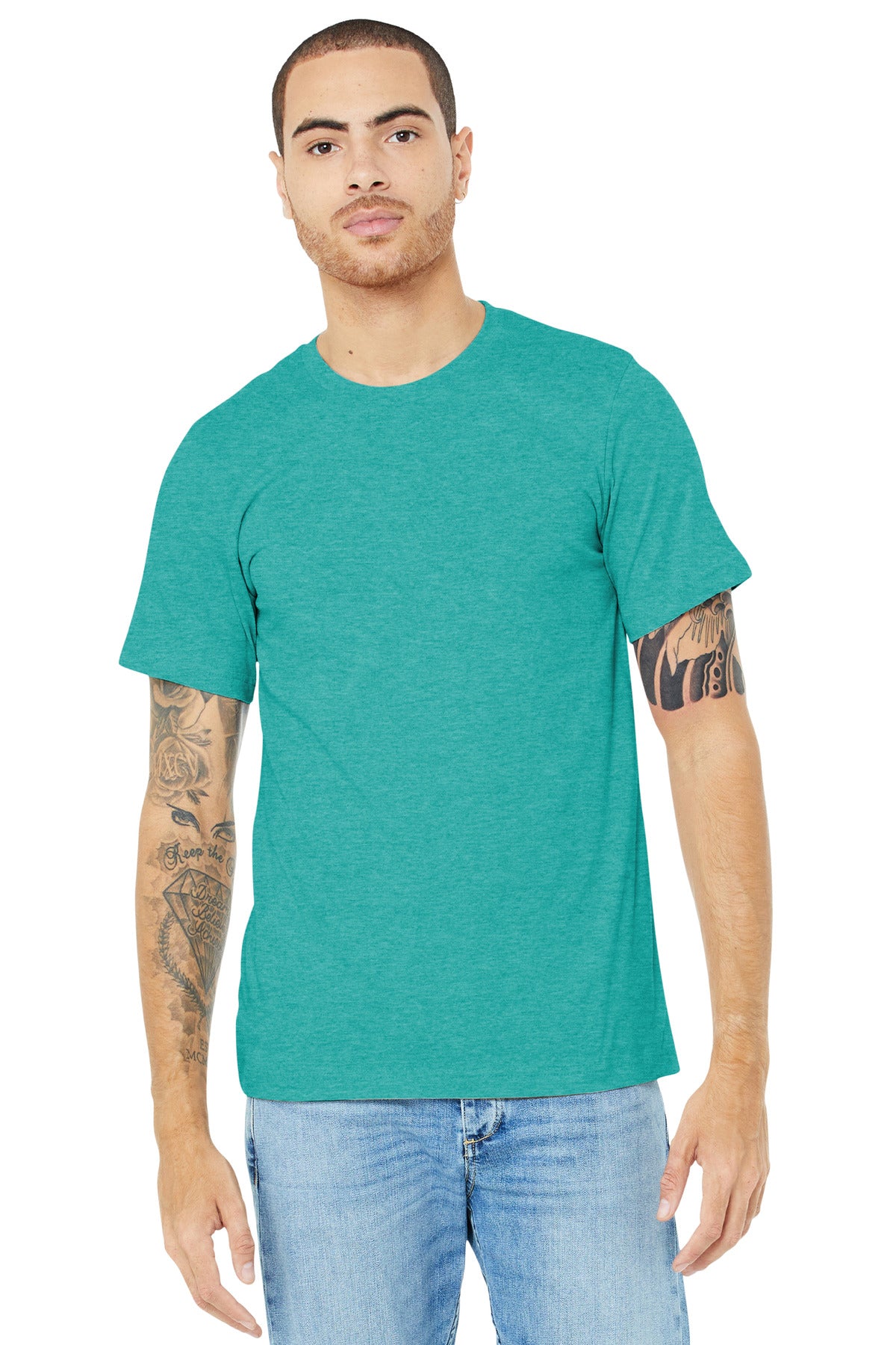 BELLA+CANVAS  Unisex Heather CVC Short Sleeve Tee. BC3001CVC Heather Sea Green