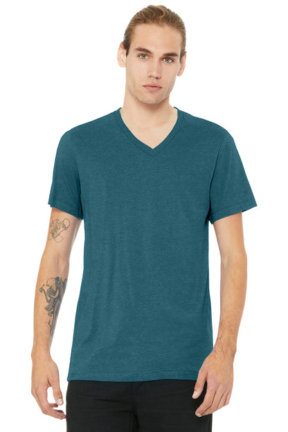 Bella+Canvas Unisex Heather CVC V-Neck Tee BC3005CVC Heather Deep Teal