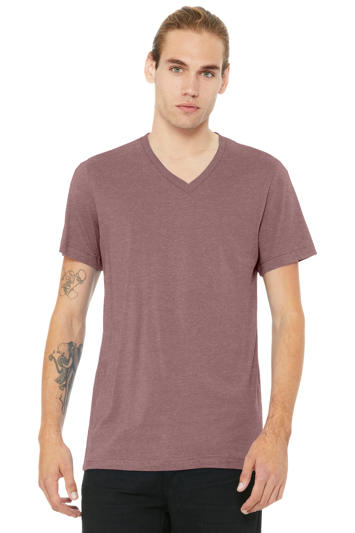 Bella+Canvas Unisex Heather CVC V-Neck Tee BC3005CVC Heather Mauve