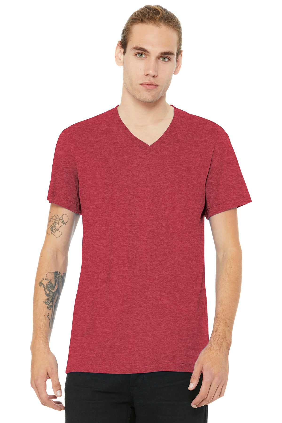 BELLA+CANVAS Unisex Heather CVC V-Neck Tee BC3005CVC Heather Red