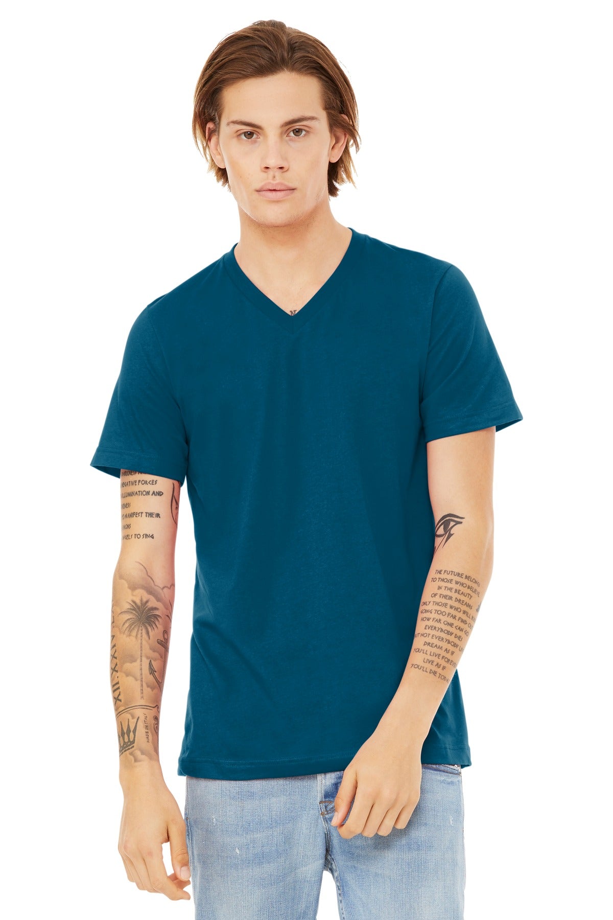 BELLA+CANVAS  Unisex Jersey Short Sleeve V-Neck Tee. BC3005 Deep Teal
