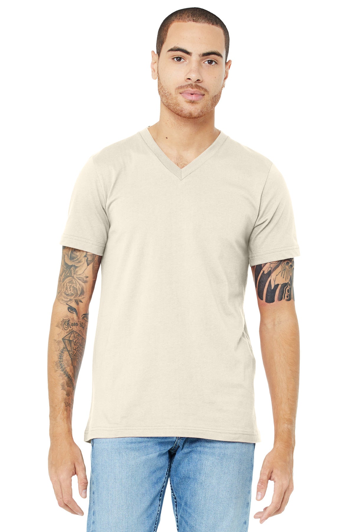 Bella+Canvas Unisex Jersey Short Sleeve V-Neck Tee BC3005 Natural