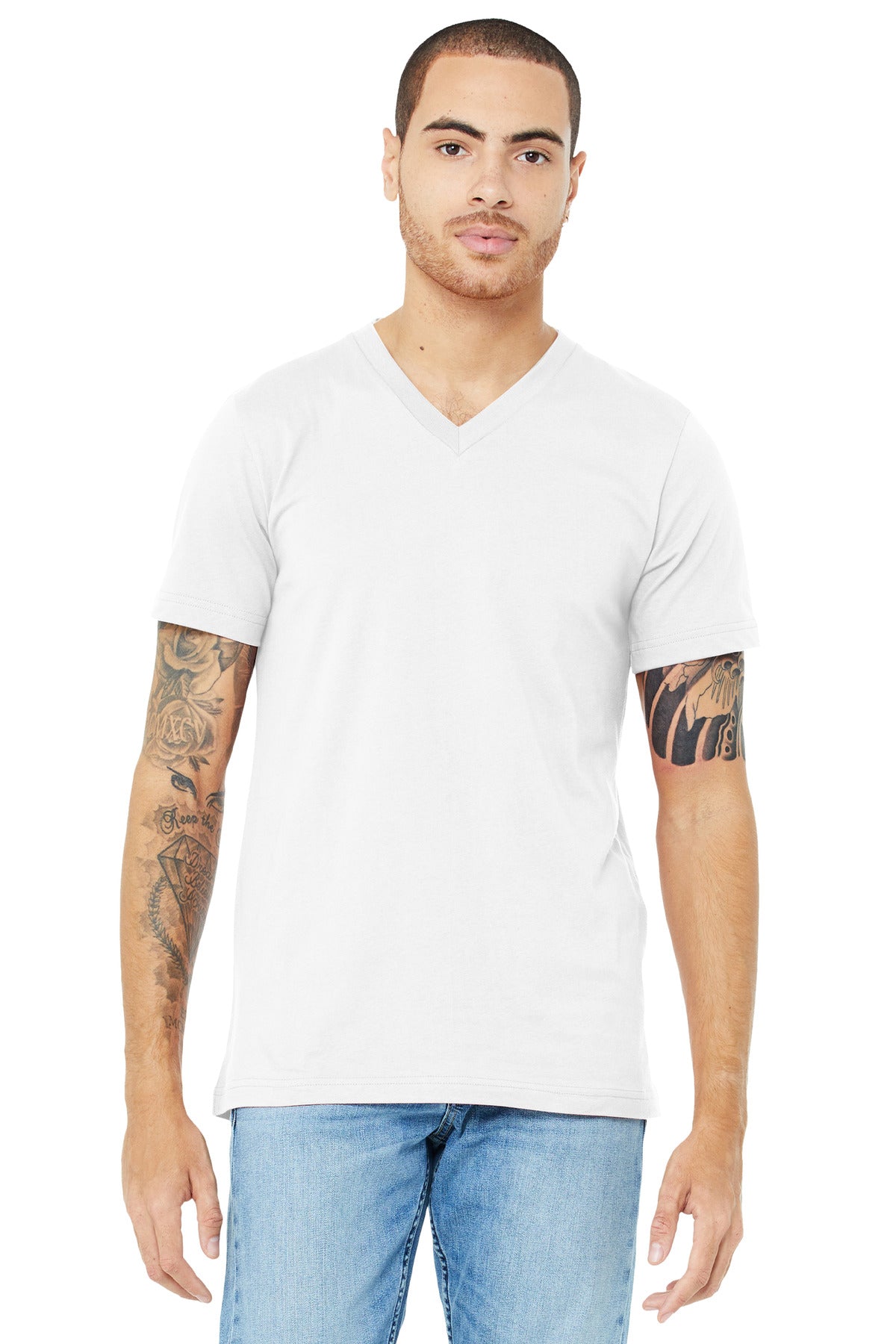 BELLA+CANVAS  Unisex Jersey Short Sleeve V-Neck Tee. BC3005 White