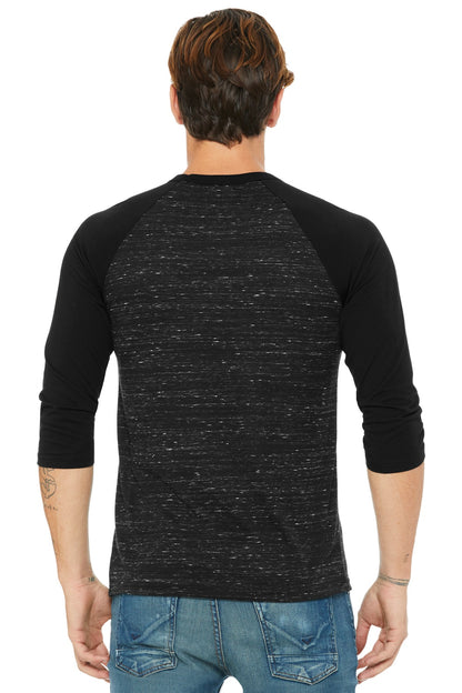 BELLA+CANVAS  Unisex 3/4-Sleeve Baseball Tee. BC3200 Black Marble/ Black