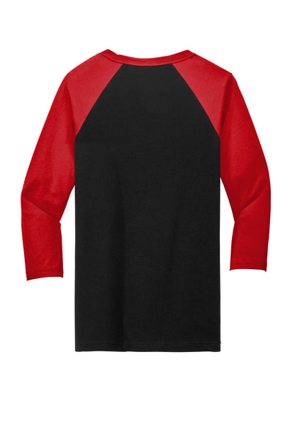 BELLA+CANVAS  Unisex 3/4-Sleeve Baseball Tee. BC3200 Black/ Red