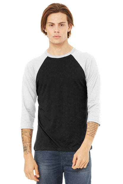 Bella+Canvas Unisex 3/4-Sleeve Baseball Tee BC3200 Black/White
