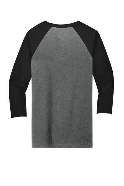 BELLA+CANVAS  Unisex 3/4-Sleeve Baseball Tee. BC3200 Deep Heather/ Black