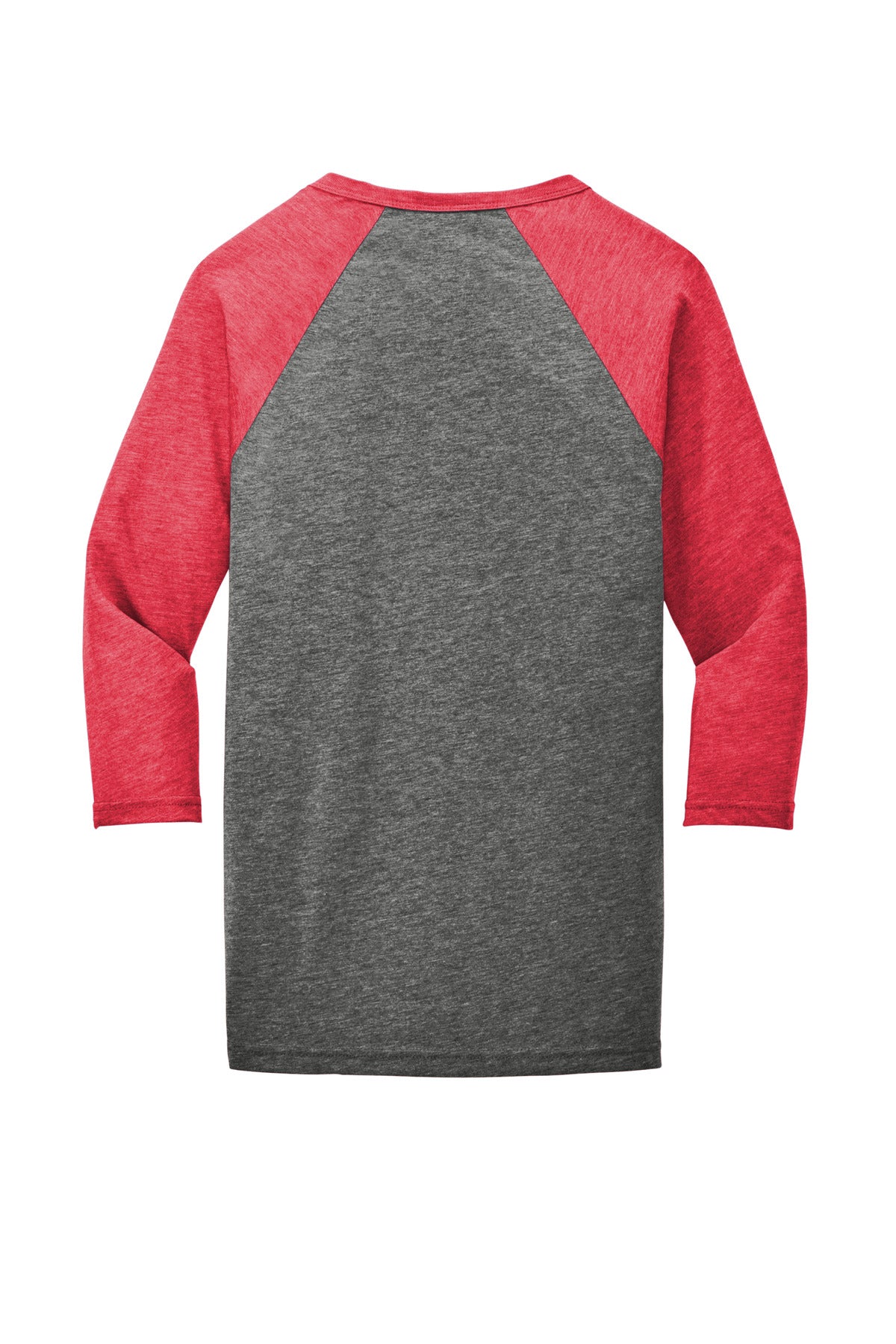 BELLA+CANVAS  Unisex 3/4-Sleeve Baseball Tee. BC3200 Grey/ Red Triblend