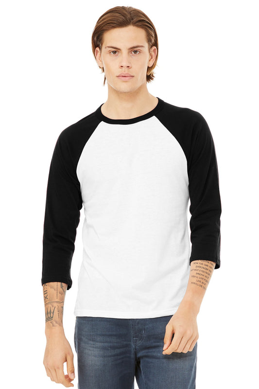 Bella+Canvas Unisex 3/4-Sleeve Baseball Tee BC3200 White/Black