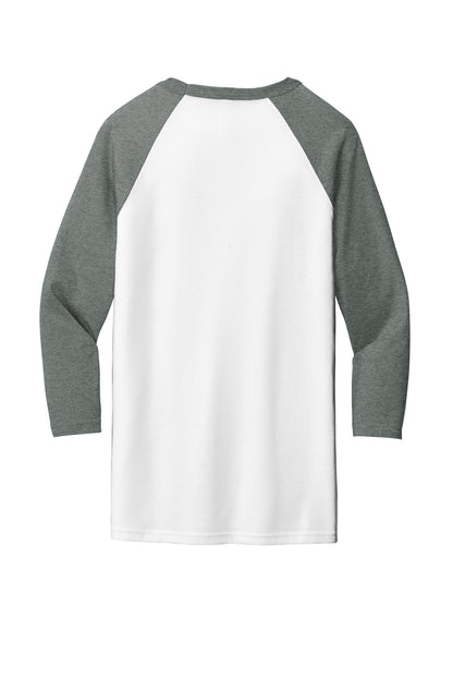 BELLA+CANVAS  Unisex 3/4-Sleeve Baseball Tee. BC3200 White/ Deep Heather