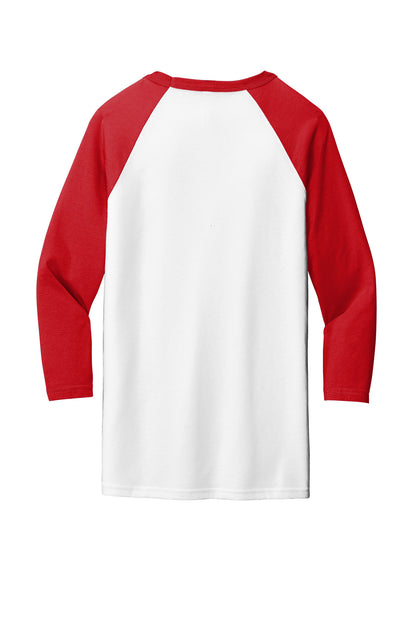 BELLA+CANVAS  Unisex 3/4-Sleeve Baseball Tee. BC3200 White/ Red