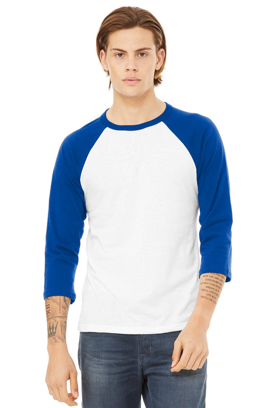 Bella+Canvas Unisex 3/4-Sleeve Baseball Tee BC3200 White/True Royal