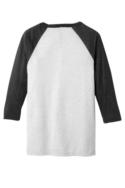 BELLA+CANVAS  Unisex 3/4-Sleeve Baseball Tee. BC3200 White Flk/ Charcoal-BI Triblend